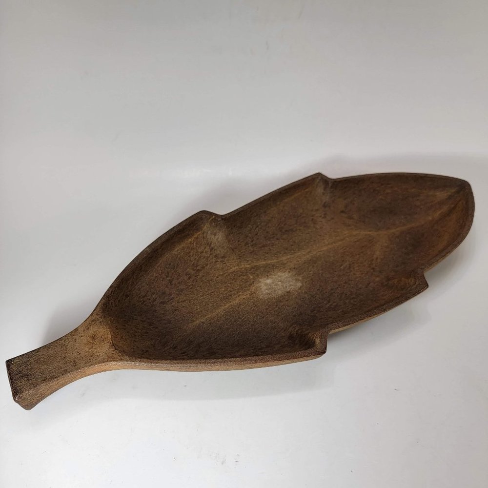 Handcrafted Wooden Leaf Bowl Tray Made in Italy Action Industries